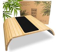 BAM Boo Box Plateau Repas Canapé pour Boissons, Encas, etc. - Support pour Accoudoir de Canapé Flexible - Plateau Antidérapant d’Accoudoir en Bois Massif