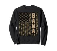 Bama Alabama United States Distressed Camo w US Flag Sweatshirt