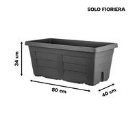 BAMA Fiorière Rectangulaire Grande Extérieure Noir Effet Bois 80×40×34h cm
