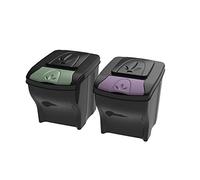 Lot de 2 poubelles "Poker Office" en plastique - Noir - 20x2 L - L 40 x l 28 x H 31cm