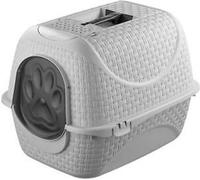 BAMA Toilette d'intérieur pour chat PRIVATE, gris-blanc Couleur : gris-blanc