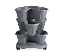 Bama Trifoglio Lot de 3 pots de fleurs avec soucoupe à roulettes Gris 40 x 40 x 51 cm