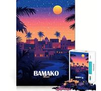 Bamako Mali Puzzle de 1 000 pièces pour adolescents Poster de voyage exact Edge Art Résolution de problèmes amusants et confortables Jeu de Noël (38 x 52 cm)