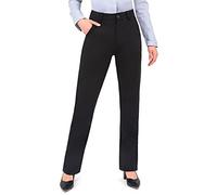 Bamans Pantalons pour Femmes, en Noir, destinés aux Bureaux Professionnels ou au Temps Libre. Ils Ont des Poches, sont Droits et ne frisent Pas, avec Un Look Moderne et élégant