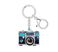 BAMAY Acrylique Appareil photo Porte-clés Vintage Bijoux 90s 80s Accessoires Nostalgia Cadeaux pour Femmes Filles Photographers Porte-monnaie de Filles Charms (Bleu)