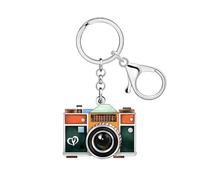 BAMAY Acrylique Appareil photo Porte-clés Vintage Bijoux 90s 80s Accessoires Nostalgia Cadeaux pour Femmes Filles Photographers Porte-monnaie de Filles Charms (Vert)