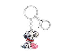 BAMAY Acrylique Mignon Dalmatien Porte-clés Chien Amoureux Cadeaux pour Femmes Filles Enfants Filles Sac à dos Charms Porte-monnaie Porte-clés Voiture Accessoires (Rouge)