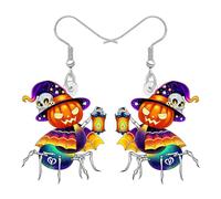 BAMAY Boucles d'oreilles araignée en acrylique pour femme, chapeau de sorcière effrayant, boucles d'oreilles sorcières, boucles d'oreilles d'Halloween, cadeaux d'horreur pour femme, bijoux et