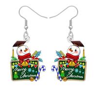BAMAY Boucles d'oreilles en Acrylique pour les Femmes Filles, boucles d'oreilles Livre Bonhomme de Neige Père Noël Charms Arbre de Noël Bijoux Cadeaux d'Appréciation pour les Enseignants (L'écologie)