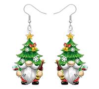 BAMAY Boucles d'oreilles Gnomes de Noël en Acrylique Pendantes, Boucles d'oreilles de Noël Vertes Bijoux de Noël Xmas Gnomes Cadeaux pour Femmes Filles Maman (L'écologie)