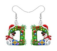 BAMAY Boucles d'oreilles Initiales en Acrylique Lettre Cadeaux pour Femmes Filles Anniversaire Unique,Boucles d'oreilles Vacances Hiver Noël Bijoux Initiales Cadeaux pour Femmes Maman (L'écologie)