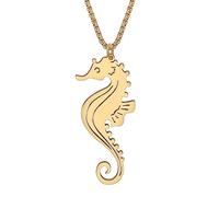 BAMAY Collier Dauphin Animaux Marins Tortue en Acier Inoxydable Crabe Hippocampe Pendentif Requin Bijoux Charms Cadeaux pour Femmes Filles (Hippocampe Plaqué Or)