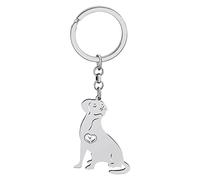 BAMAY Porte Clé Chien Carlin en Acier Inoxydable Chihuahua Labrador Corgi Puppy Porte-clés Charms Pets Cadeaux pour Femmes Filles (Labrador Argenté)