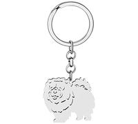BAMAY Porte Clé Chien Carlin en Acier Inoxydable Chihuahua Labrador Corgi Puppy Porte-clés Charms Pets Cadeaux pour Femmes Filles (Chow Chow Argenté)