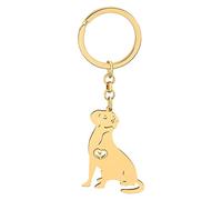BAMAY Porte Clé Chien Carlin en Acier Inoxydable Chihuahua Labrador Corgi Puppy Porte-clés Charms Pets Cadeaux pour Femmes Filles (Labrador Doré)