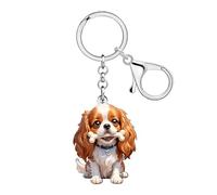 BAMAY Porte-clés Chien Cavalier King Charles en Acrylique Cavalier King Charles Spaniel Cadeaux pour Femmes Filles Porte- Monnaie Sac Charms (Tan)