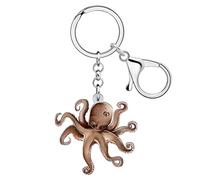 BAMAY Porte-clés Meduse Coloré Porte-clés Voiture Porte-clés Anime Bijoux Porte-clés Pieuvre pour Femme Fille Cadeaux d'été Charms (Pieuvre Brun 118)