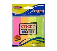Bambalio Bloc-notes adhésives SN-40 - 7,6 x 2,5 cm, 4 invites de couleur fluo, 40 feuilles/invite, lot de 6