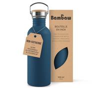 Bambaw Bouteille d'eau en acier inoxydable - 500 ml - Bleu - Bouteille de sport non isolée - Bouteille en métal pour enfants - 500 ml - Réutilisable - Bleu saphir
