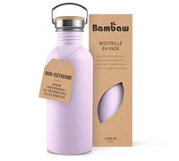 Bambaw Bouteille d'eau en acier inoxydable violet - Bouteille d'eau non isolée de 1 litre - Bouteille de sport de 1 litre - Bouteille de sport sans BPA - Réutilisable - Lilas clair