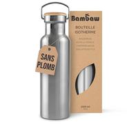 Bambaw Bouteille Inox 1l, Gourde Isotherme Sport, Bouteille Isotherme 1l en Acier Haute Qualité, Pour Boissons Chaudes ou Froides, Idéale au Travail, à l'École ou à la Salle de Sport (Acier Naturel)