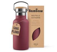 Bambaw Bouteille Inox 350ml, Gourde Isotherme 350 ml à Double Paroi pour Boissons Chaudes ou Froides, Gourde Isotherme Légère avec Anse, Facile à Transporter (Rouge Cerise)