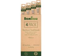 Bambaw Brosse à Dents en Bambou aux Poils Medium - 4 pièces