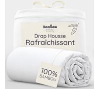 Bambaw Drap Housse 160 x 200 Bambou, Drap Rafraîchissant pour l'Été, pour Matelas Épais Jusqu’à 35cm, Linge de Lit Bambou, Anti Acariens et Durable, Certifié Oeko-TEX® Standard 100 & FSC® (Blanc)