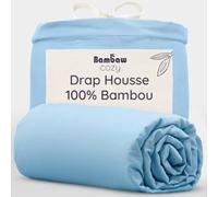 Bambaw Drap Housse 160 x 200 en Bambou, pour Matelas Épais Jusqu’à 35cm, Drap Housse Ultra Doux et Anti Acariens, Linge de Lit Bambou Refroidisseur, Linge de Lit Anti Transpiration (Bleu Clair)