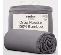 Bambaw Drap Housse 180x200 Bambou, Coupes de 35cm, Literie Rafraichissante et Hypoallergénique, Drap en Bambou Durable, Linge de Lit Anti Transpiration, Certifié Oeko-Tex (Gris Foncé)