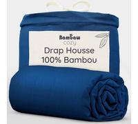 Bambaw Drap Housse 180x200 Bambou, pour Matelas Épais Jusqu’à 35cm, Linge de Lit, Hypoallergénique et Anti Acariens, Drap Housse en Bambou Rafraichissant, Certifié Oeko-Tex (Bleu Marine)