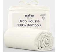 Bambaw Drap Housse 200x200 Bambou, pour Matelas Épais Jusqu’à 35cm, Literie Anti Acarien et Hypoallergénique, Linge de Lit Bambou Durable, Drap Housse Anti Transpiration, Certifié Oeko-Tex (Ivoire)