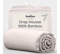 Bambaw Drap Housse Bambou 180x200 cm, pour Matelas Épais Jusqu’à 35cm, Linge de Lit Anti Transpiration et Anti Acarien, Literie Rafraichissante, Drap Housse 180 x 200 en Bambou Oeko Tex (Sable)