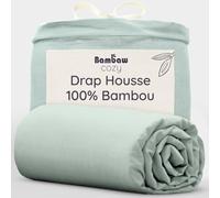 Bambaw Drap Housse Bambou 90x190 cm, Coupes de 35cm, Drap Housse Grand Bonnet et Anti Transpiration, Literie en Bambou Anti Acarien, Literie Rafraichissante et Certifiée Oeko-Tex (Vert d'eau)