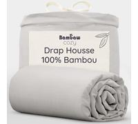 Drap Housse Gris Clair | 90x190 | Drap en Bambou | Drap Anti Acarien | Drap Rafraichissant | Tissu Doux | Drap Housse Grand Bonnet | Housse de Matelas 90 X 190 | Bambaw