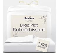 Bambaw Drap Plat en Bambou 180x290 cm, Drap Rafraîchissant pour l'Été, Linge de Lit Bambou, Antiacarien, Hypoallergénique et Thermorégulateur, Certifié Oeko-TEX® Standard 100 & FSC® (Blanc)