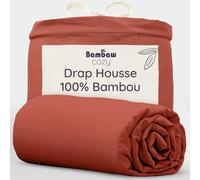 Bambaw Draps Housse Bambou 140x200 cm, Coupes de 35cm, Drap Housse Grand Bonnet en Bambou Thermorégulateur, Literie Anti Acarien et Rafraîchissante, Linge de Lit Anti Transpiration (Terracotta)