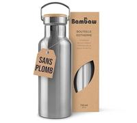 Bambaw Gourde 750 ml Isotherme, Bouteille Isotherme Homme & Femme, Gourde Acier Inoxydable Réutilisable & Durable, Tient dans un Porte-Gobelet, Idéale pour les Voyages & le Sport (Acier Naturel)