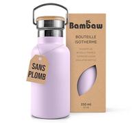 Bambaw Gourde Acier Inoxydable 350 ml, Bouteille Isotherme 350ml Étanche et Élégante, Gourde Violette Réutilisable avec Large Goulot Compatible Infuseur à Thé, Facile à Nettoyer (Lilas Clair)
