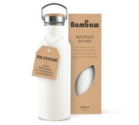 Bambaw Gourde Inox 500ml, Bouteille d'Eau Blanche, Gourde Sport Non-Isotherme et Réutilisable, Bouteille Enfant Inox, Blanc Polaire