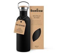 Bambaw Gourde Inox 500ml, Gourde Noire, Bouteille d’Eau Non-Isotherme Metal Enfant - Noir Onyx
