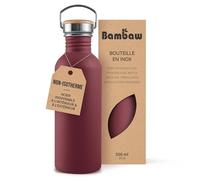 Bambaw Gourde Inox 500ml, Gourde Sport Rouge, Bouteille d'Eau Non-Isotherme, Gourde Enfant Inox, Gourde Metal, Gourde Reutilisable - Rouge Cerise