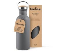 Bambaw Gourde Inox 750 ml, Gourde Sport Grise, Bouteille d'Eau Non-Isotherme, Gourde Réutilisable 750 ml, Gourde sans BPA - Gris Anthracite