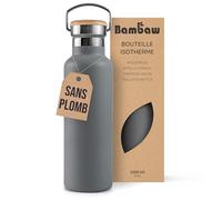 Bambaw Gourde Isotherme 1l, Bouteille d'Eau Grise, Gourde 1l Inox, Gourde Sport, Bouteille Thermique - Gris Anthracite