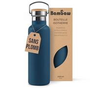Bambaw Gourde Isotherme 1l, Gourde en Inox Tient le Chaud et Froid, Bouteille Isotherme 1l en Métal, Large Goulot Adapté aux Boules à Thé, Pour le Travail, l'École ou la Salle de Sport (Bleu Saphir)