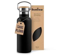 Bambaw Gourde Isotherme 750 ml, Grande Gourde en Inox, Bouteille Isotherme Homme & Femme à Double Paroi, Garde les Boissons Froides 24h et Chaudes 12h, Réutilisable, Étanche & Élégante (Noir Onyx)