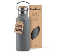 Bambaw Gourde Isotherme Inox 750 ml, Bouteille Isotherme 750 ml, Gourde en Inox Réutilisable avec Poignée, Tient dans un Porte-Gobelet, Légère & Idéale pour le Travail ou le Sport (Gris Anthracite)