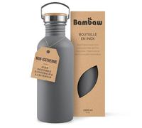 Bambaw Gourde Metal 1l, Bouteille d’Eau Grise, Gourde Inox 1l Non-Isotherme, Bouteille Inox 1l sans BPA, Gourde Sport 1 Litre - Gris Anthracite