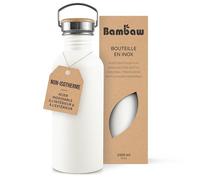 Bambaw Gourde Métal 1l - Bouteille d'Eau Blanche Réutilisable Non-Isotherme, Sport et Inox - Acier Inoxydable Blanc Polaire