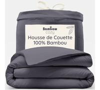 Bambaw Housse de Couette 220x240 en Fibre de Bambou, Housse de Couette Douce, Fraiche et Anti Acarien, Drap en Bambou Respirant, Drap Hypoallergénique pour 2 Personnes (Anthracite)
